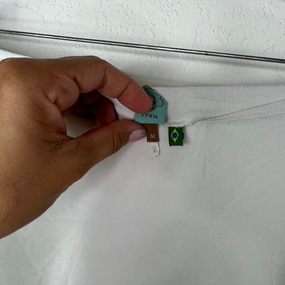 FARM Rio white wrap front skirt, size M, minimalist, resortwear, zipper side - Picture 7 of 8